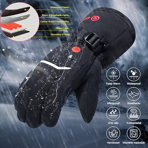 Miniatura 3 de SAVIOR HEAT Guantes térmicos con batería para hombre y mujer, guantes de motocicleta eléctricos impermeables con pantalla táctil, guantes de