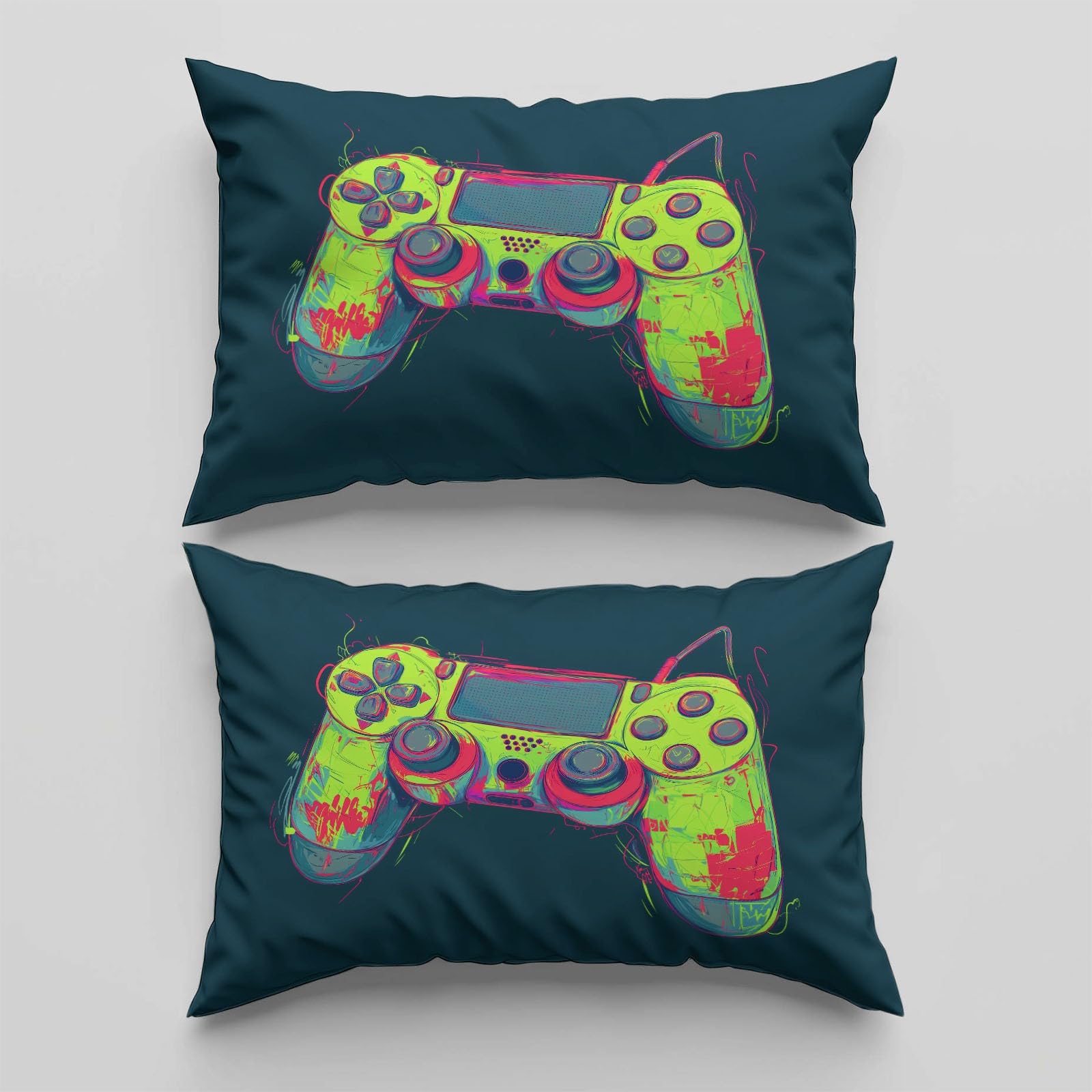 Juego de funda de edredón de 3 piezas, diseño de mandos de gamepad de juegos, 260 x 220 cm, tamaño Super King, funda de edredón de microfibra suave para niños y adolescentes, decoración de dormitorio
