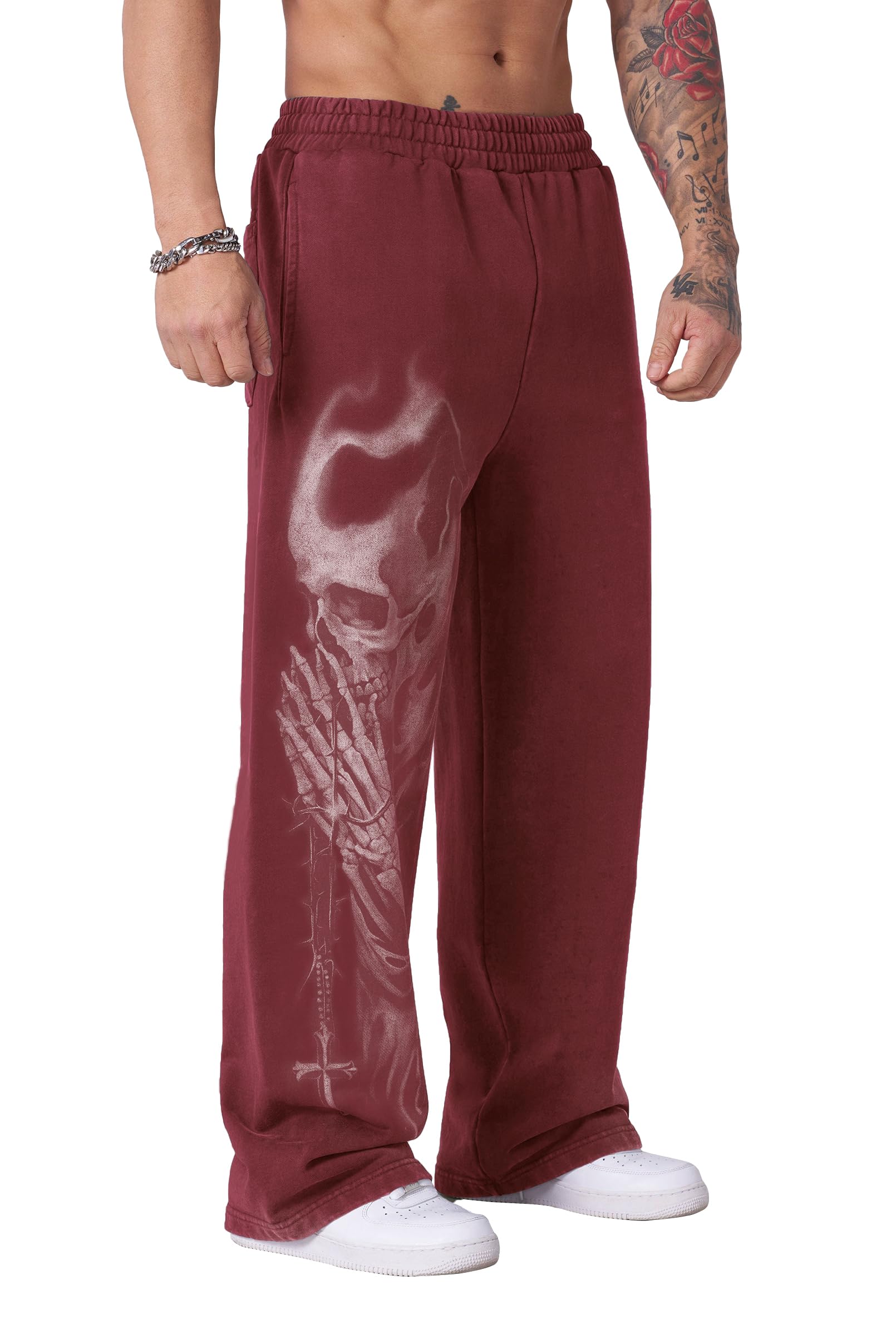 BOOMLEMON Mens Graphic Print Joggers Baggy Casual Workout Pants Bandana Punk Streetwear Sweatpants with Pockets