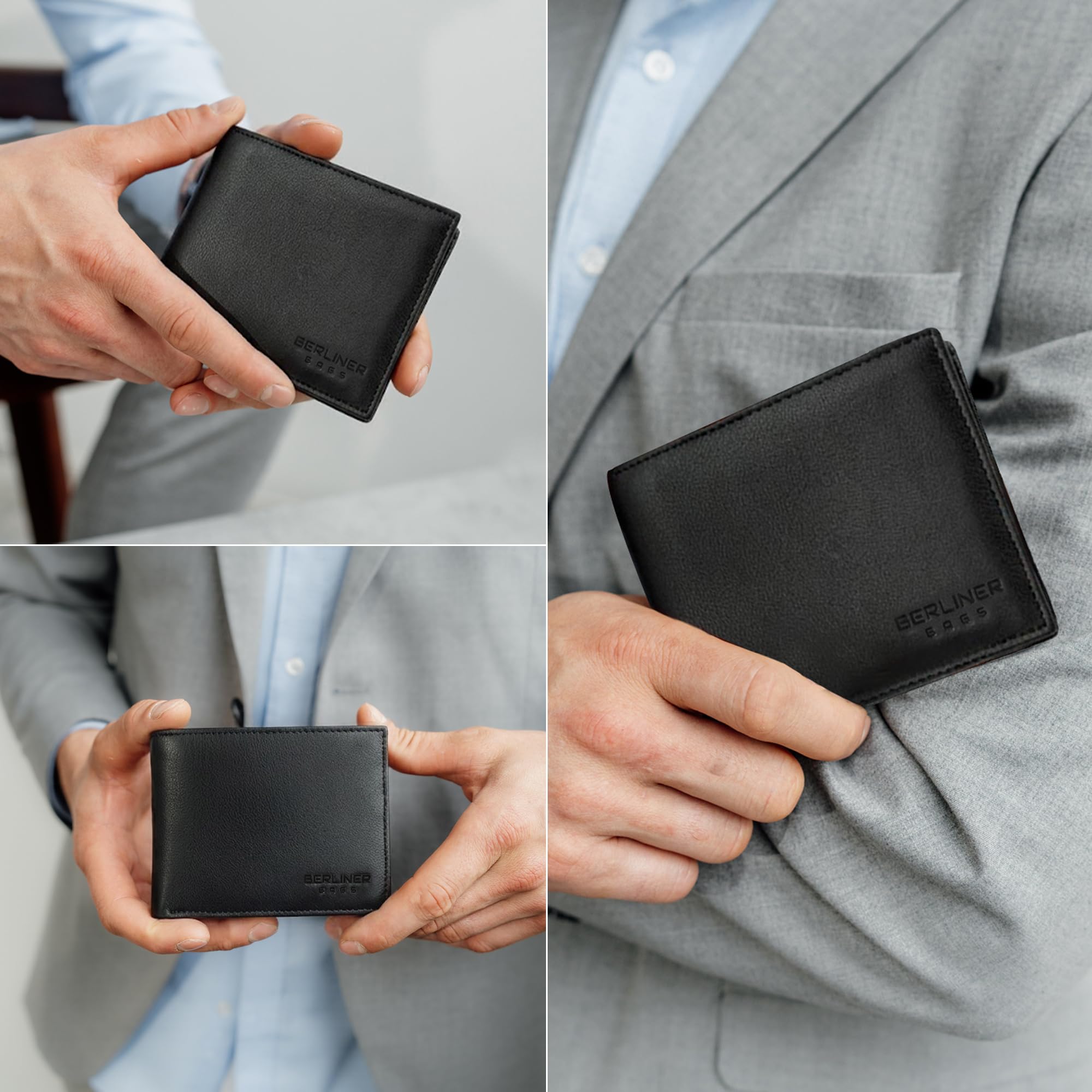 Berliner Bags Peter Cartera de Piel Auténtica Hombre con 8 Tarjetas y RFID