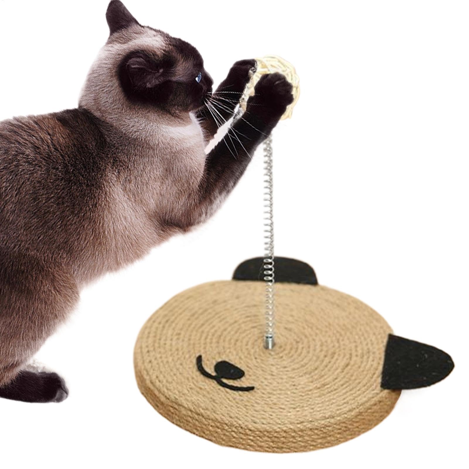 Grattoir chat en sisal avec balle interactive et cloche intégrée pour exercice