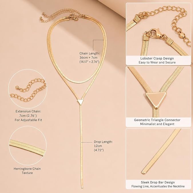 GIGB PBDK Chunky Gold Choker Necklace for Women,Trendy Silver Statement Necklace Long Snake Chain Drop Necklace,Charm Prom Body Jewelry Accessories Gifts