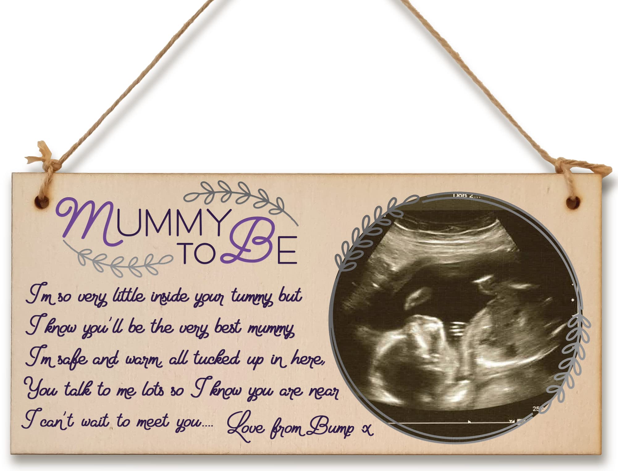 Personalised Wooden Plaque with Photo Mummy To Be Love Bump Pregnant Expecting Mother's Day Sentimental Door Sign Hanging Home Decor