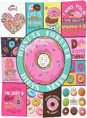Miniatura 2 de Manta de donas con diseño de donas, decoración de postres, manta de perezoso para niñas y niños, súper cálida, suave, ligera, de franela de forro