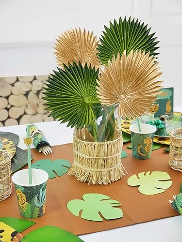 Miniatura 10 de 6 piezas de espuma de poliuretano artificial de hoja de Monstera de palmera sintética, hojas tropicales, flores de palma falsas para ramos de boda,