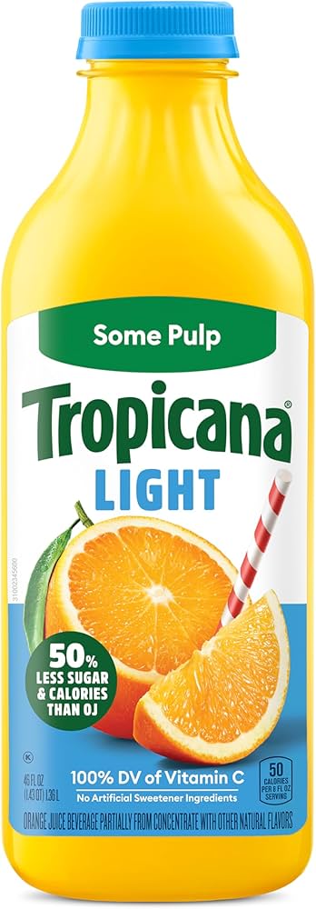 Amazon.com: Tropicana Light Orange Juice Beverage, Some Pulp, 46