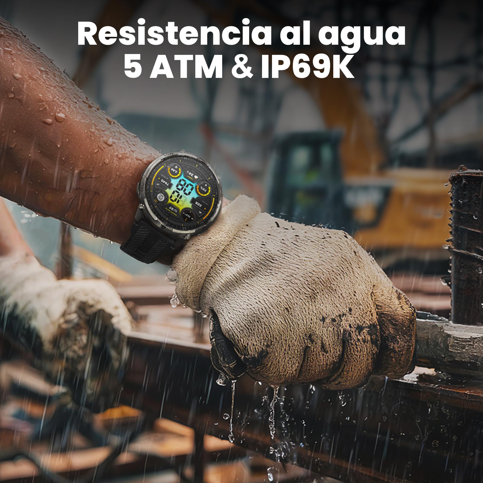 KOSPET Tank T4C Reloj Inteligente Hombre con LED, Pantalla AMOLED 1,5”, GPS Doble Banda y Brújula, Batería 50 Días, Frecuencia Cardíaca y Sueño 24/7, Resistente 50 m, Llamadas