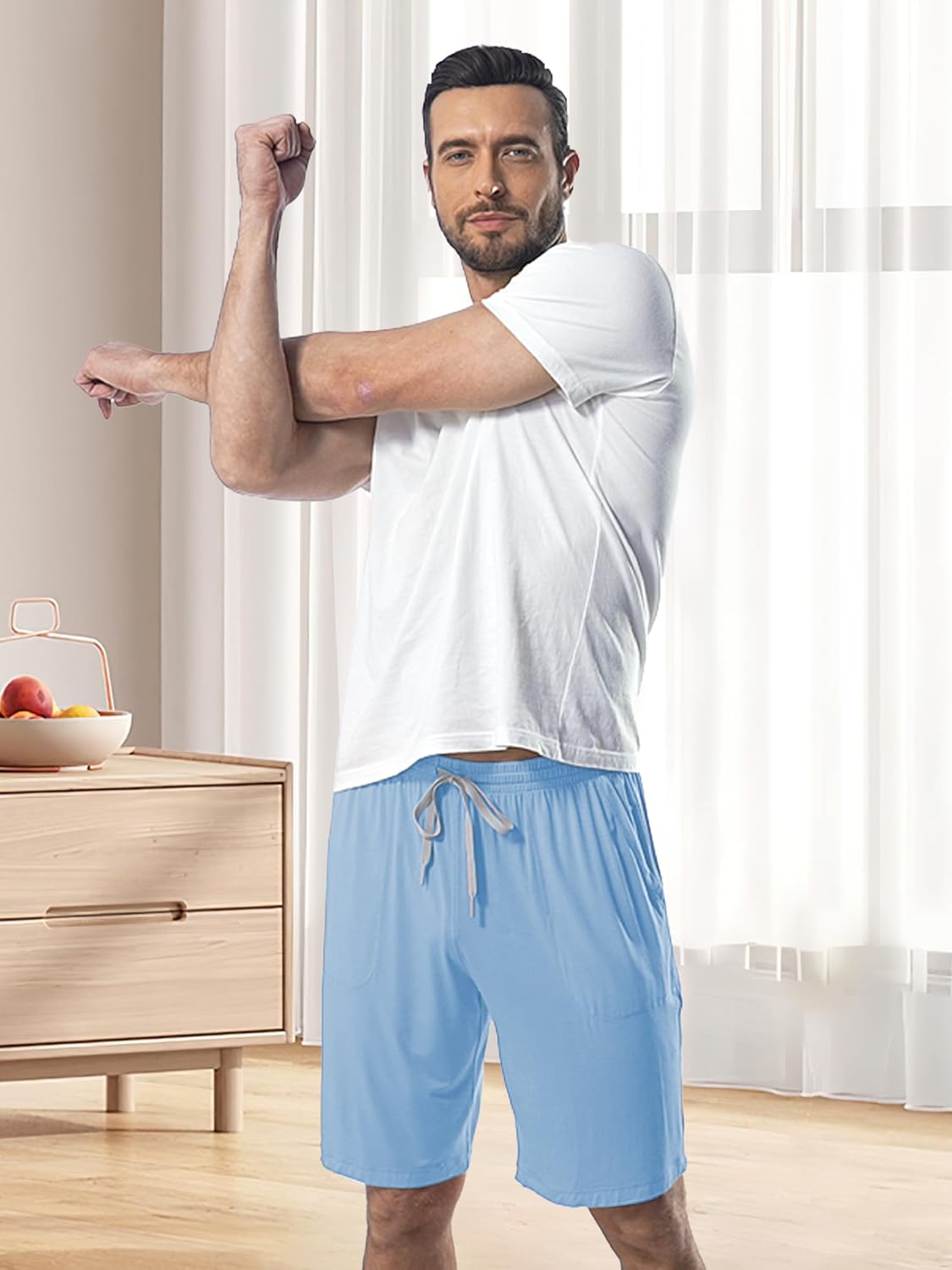 COLORFULLEAF Men's Pajama Shorts Sleep Shorts for Men with Pockets Summer Lounge Pants Pj Bottoms Multi Pack Loose Fit