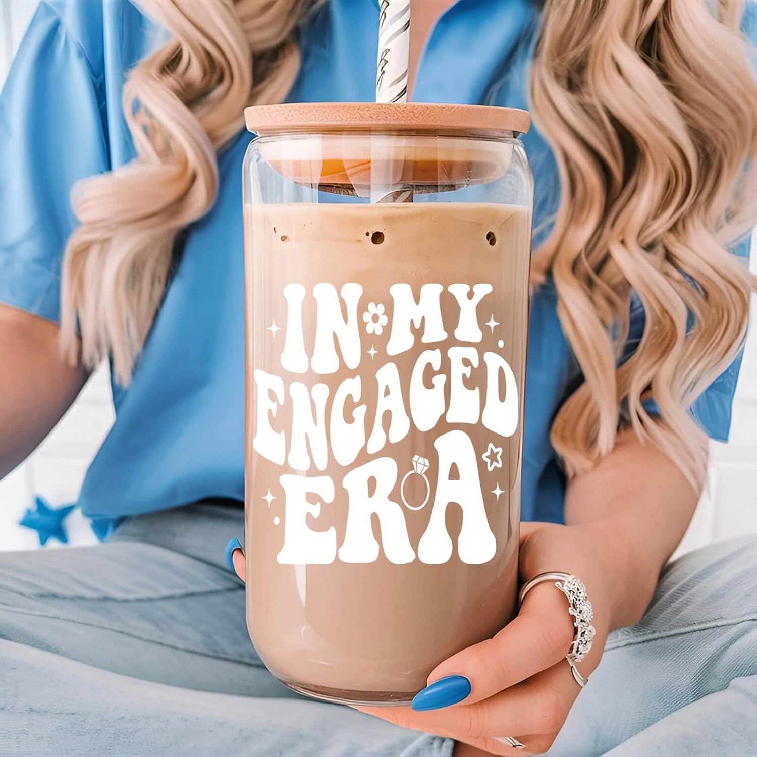 In My Engaged Era 16 OZ Glass Cup - Engagement Gift for Her, Cool Fiance Gift for Women, Bride to Be, Bachelorette, Bridal Shower, Christmas, Valentine's Day - Future Mrs - Image 8