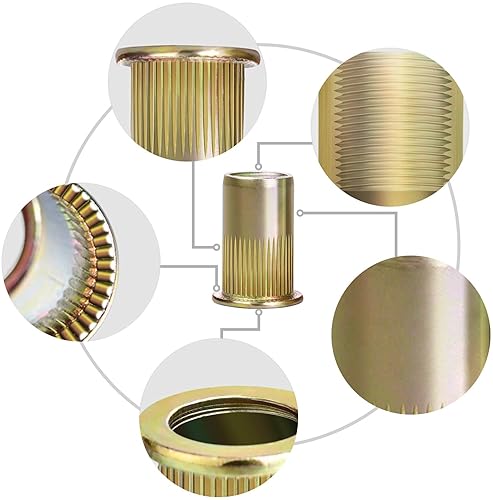 Miniatura 7 de Tuercas de remache - 180 piezas Nutsert Kit de tuercas remachables métricas, kit de tuercas de remache métrico, inserto roscado de acero al carbono