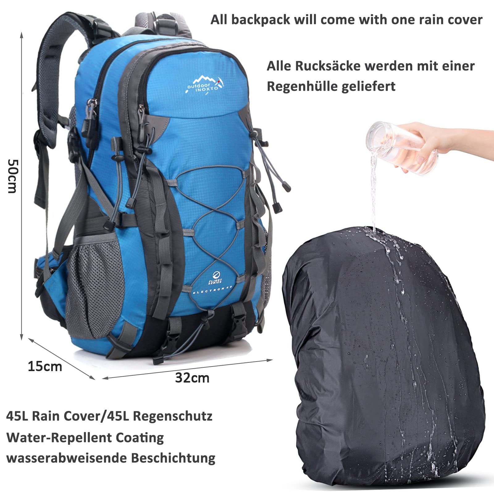 40L Sac à Dos Randonnée Léger Imperméable Sac pour Camping Voyage Alpinisme Trekking, Sac à Dos avec Housse De Pluie