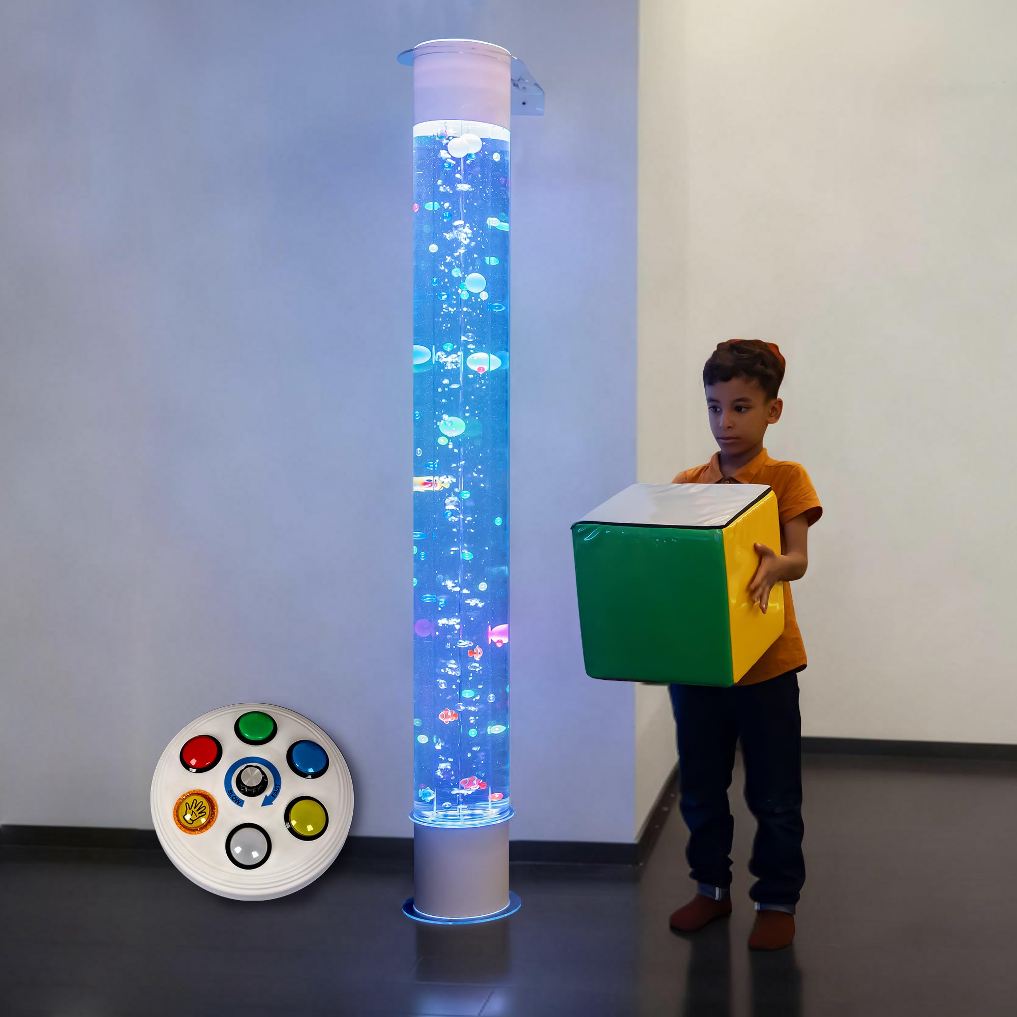 6FT Floating Balls Colorful Beads Bubble Tube Color-Changing LED with Remote App Works with Multiple Wireless Controllers Sensory