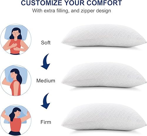 Miniatura 3 de Molblly Almohada para dormir de lado y de espalda, almohada de espuma viscoelástica ajustable, adecuada para dolor de cuello y hombros, con bolsa de