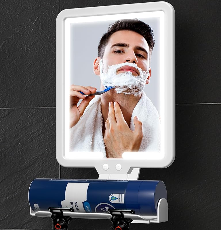 Espelho para banheiro Suupvaor com iluminação, bateria recarregável e suporte ajustável