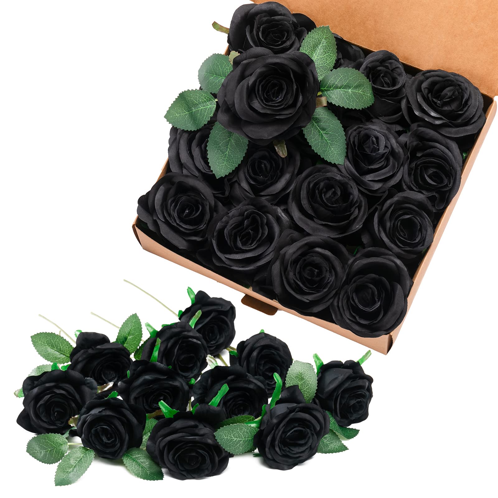Photo 1 of *DIFFERENT COLORS* SHUOTAO Artificial Flowers Silk Black Rose Bulk 16 Pcs Real Looking Fake Flowers with Stems for DIY Wedding Bouquets Bridal Shower Centerpieces Party Decorations