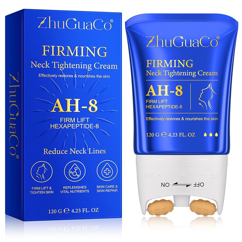 Creme para o pescoço OEDPMFYL com aplicador roller e fórmula com Acetil Hexapeptídeo-8, 125 mL