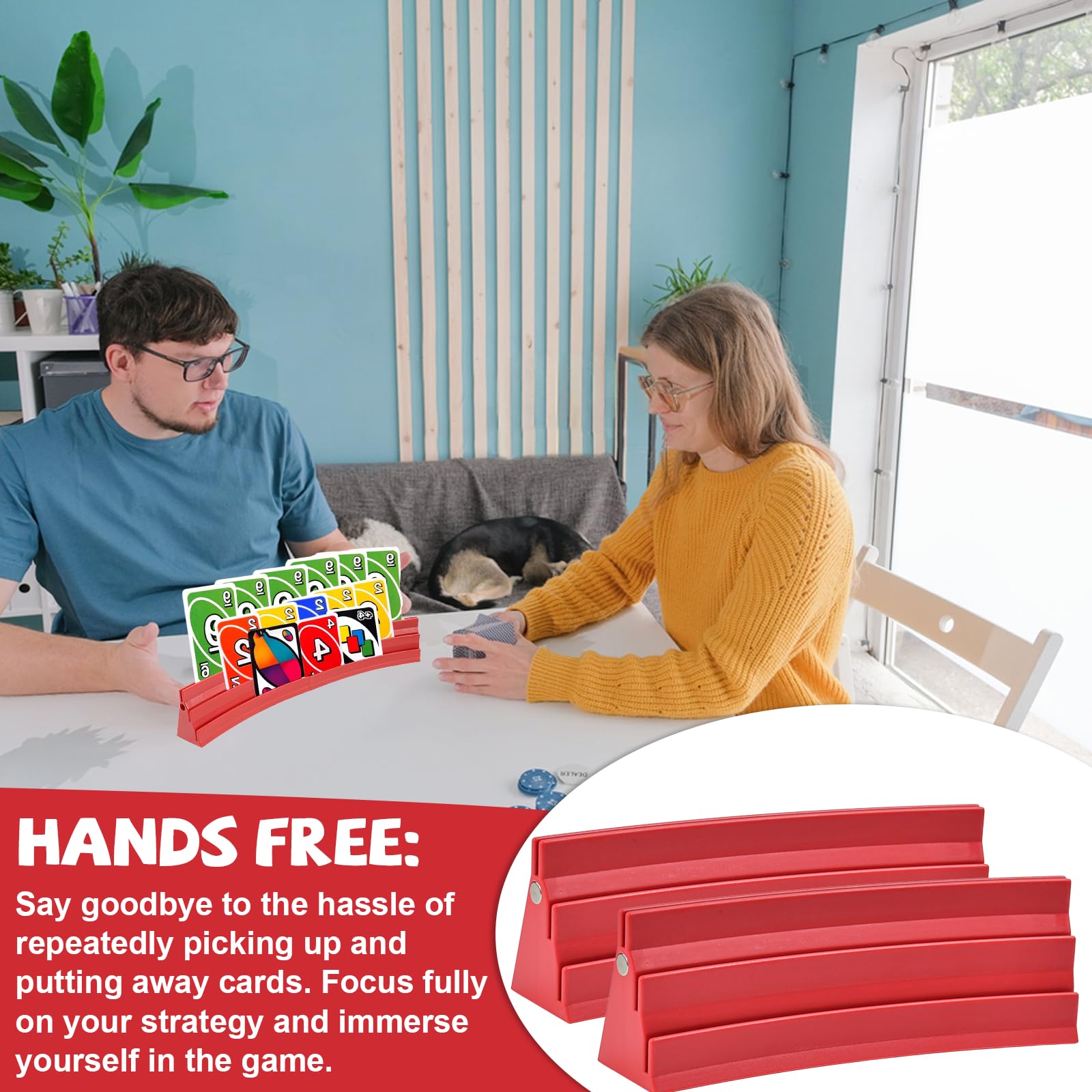 4 Pezzi Supporto di Carte da Gioco, Porta Carta da Giochi Ergonomico Supporti Carte da Gioco con Design Curvo Porta Carta a Mani Libere Portatile Supporto per Carti da Gioco Plastica