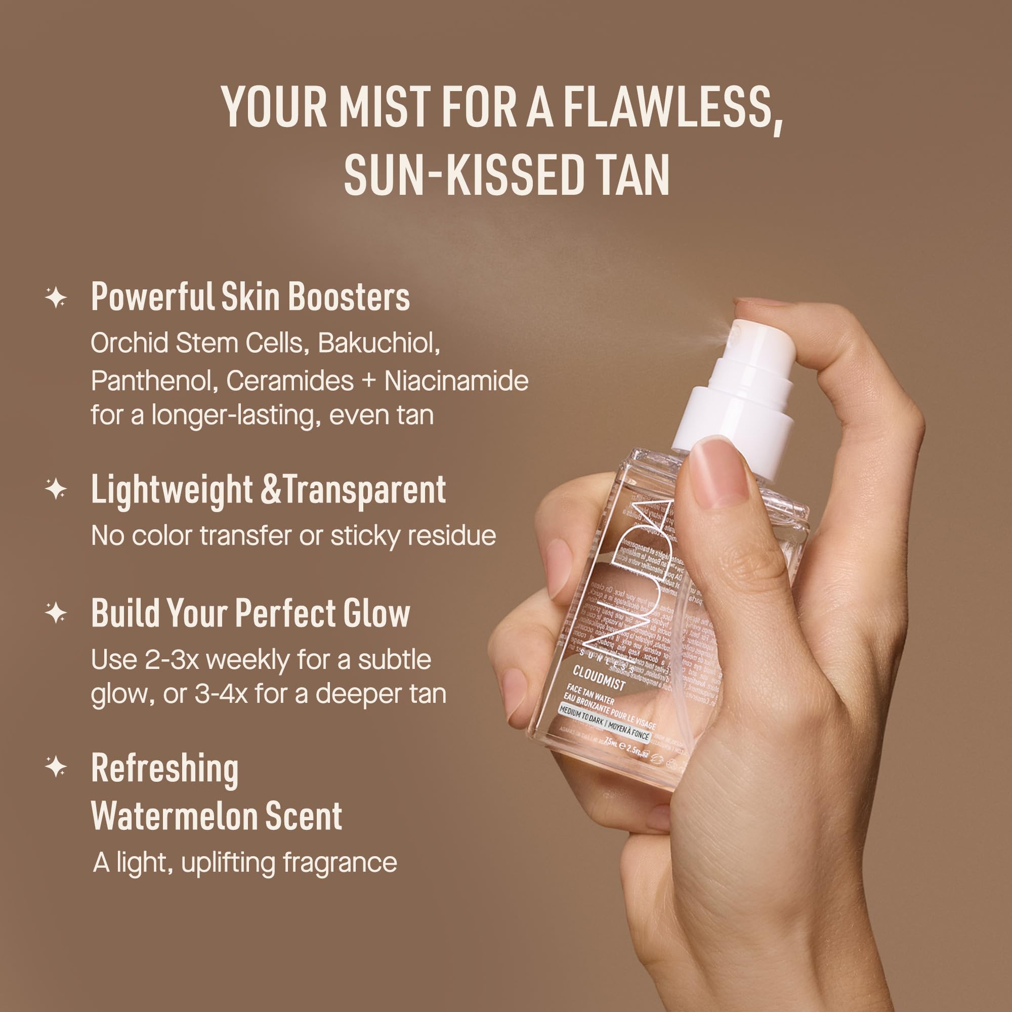 Nuda Canada - Nuda Face Tan Water | Bronceado facial ligero y transparente | Spray facial hidratante con agua
