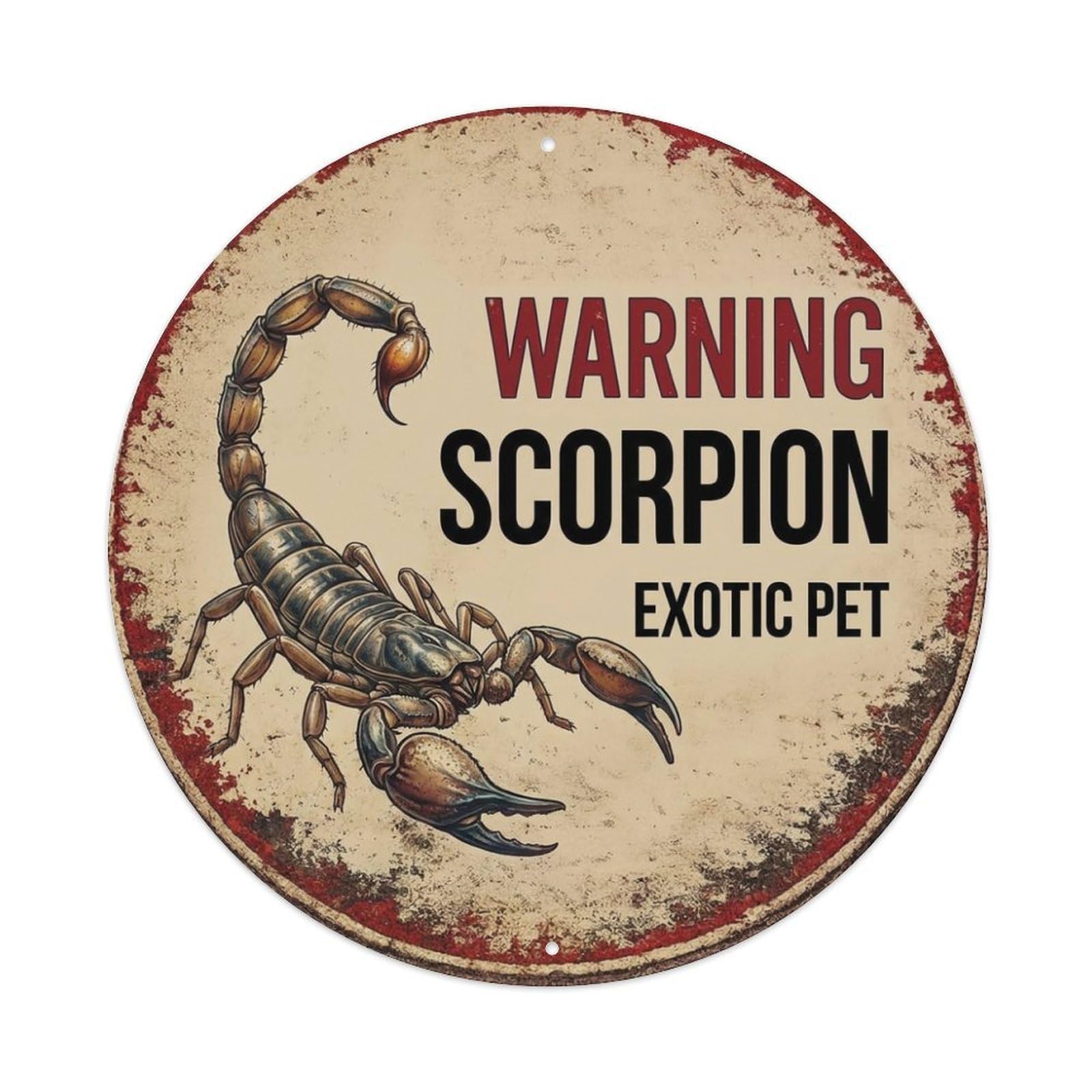Metal Tin Sign Vintage Warning Scorpion