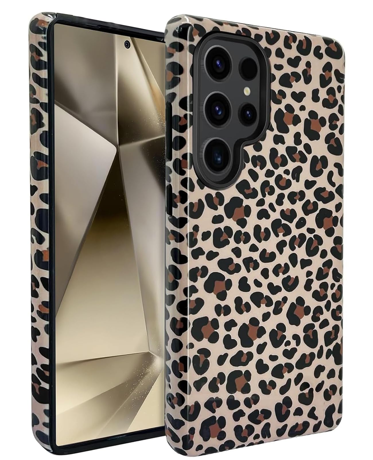 J.west Compatible with Samsung Galaxy S25 Ultra Case,Dual-Layer Animal Leopard Hybrid Cover for Girls Women Aesthetic Protective Phone Cases for