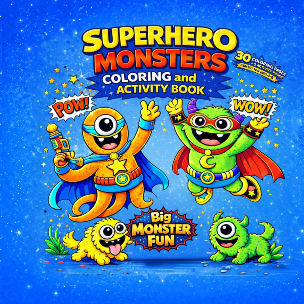 Superhero Monsters Coloring & Activity Book