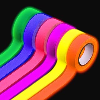 LUTER 6 Rolls Fluorescent Tape, Colored Neon Tape Glow Tape in The Dark Luminous Tape Reflective Flagging Tape Roll Bulk for Home Office for Party Festival Decoration