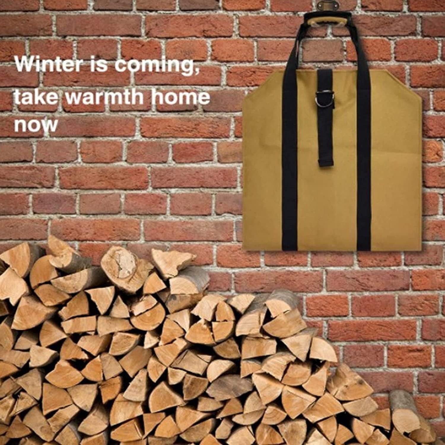 Canvas Firewood Log Carrier Bag – Durable Storage Tote with Shoulder and Hand Strap, Perfect for Outdoor Camping and Fireplace Use, Ideal Gift