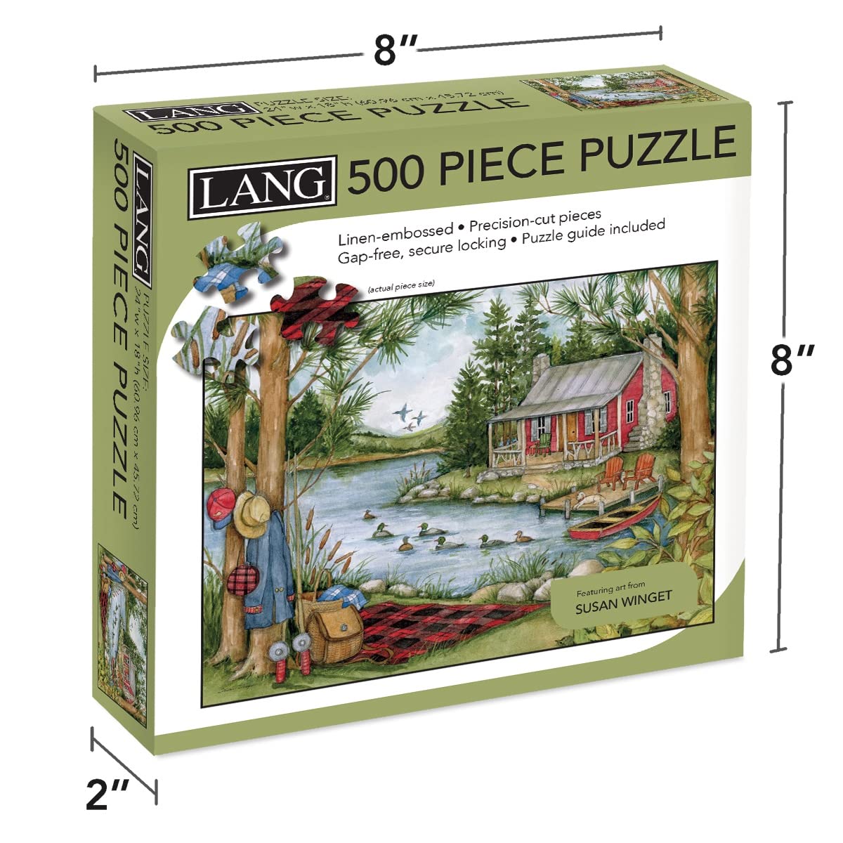LANG Blissful Moments 500-Piece Puzzle - Lake Scene Artwork With Linen-Embossed Finish