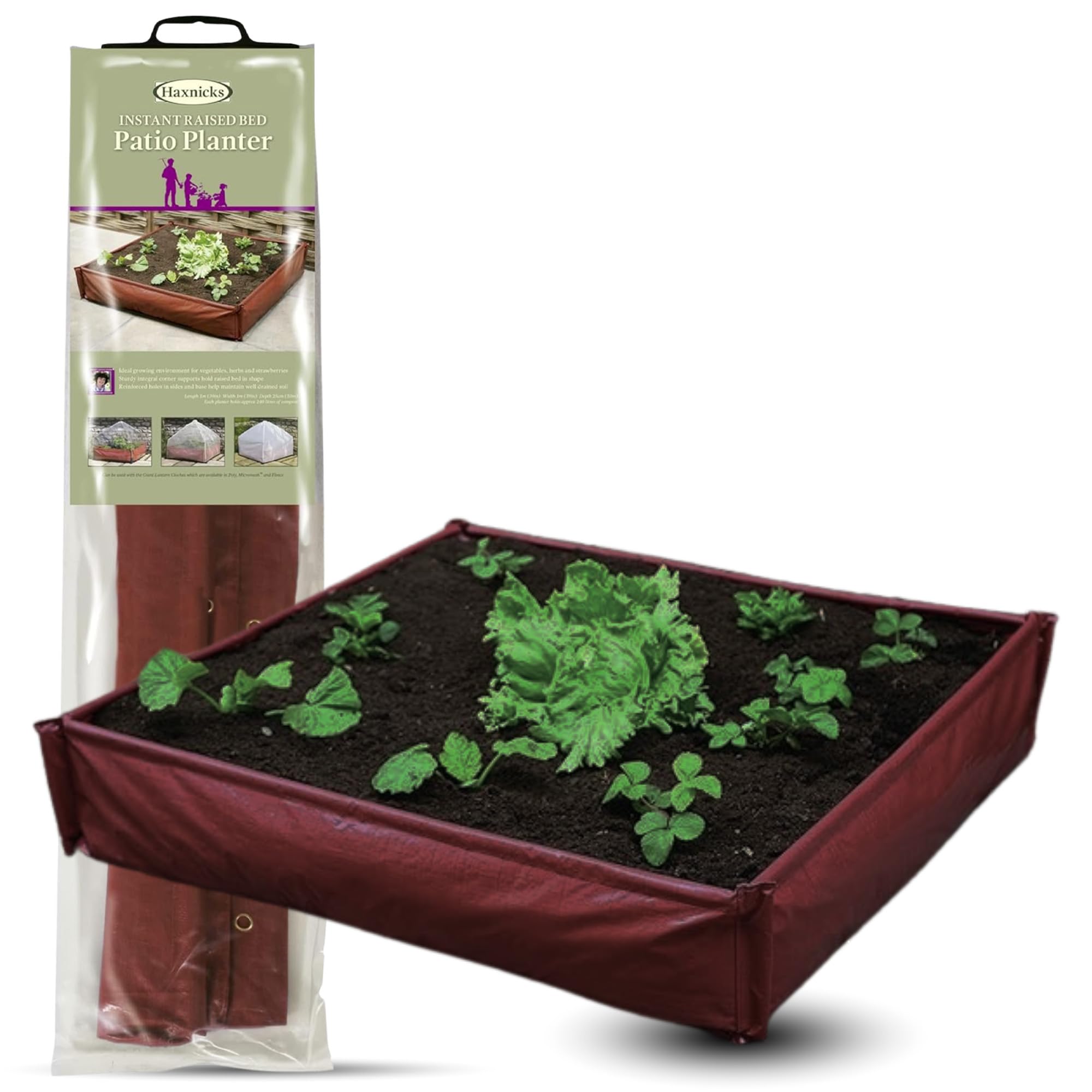 Haxnicks Planter230101 1 x 1 m Natychmiastowa podwyższona grządka, czerwona, 100 x 100 x 25 cm