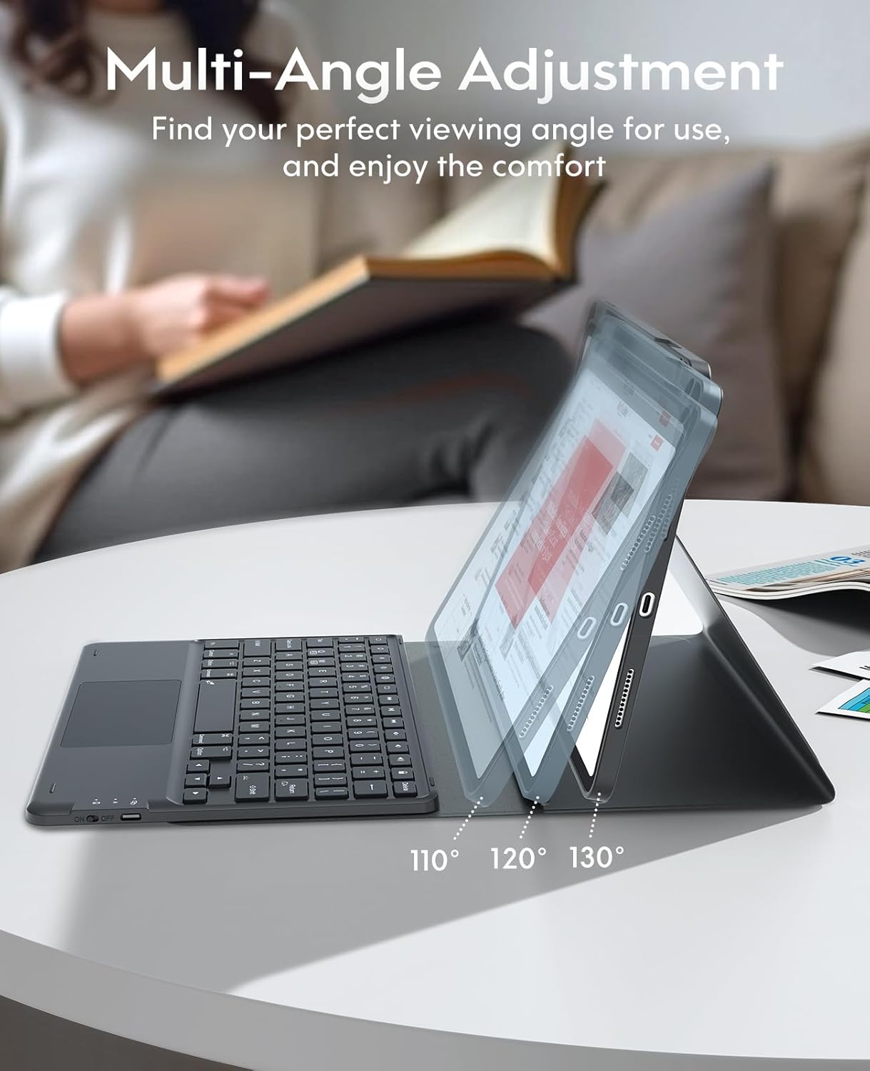 GreenLaw for iPad Air 11 inch case with Keyboard(M2, 2024), for iPad Pro 11 (4th/3rd/2nd/1st Gen) & iPad Air 5th/4th Gen, 7-Color Backlit, Smart Touchpad, 2 Device Connection, Black - Image 7