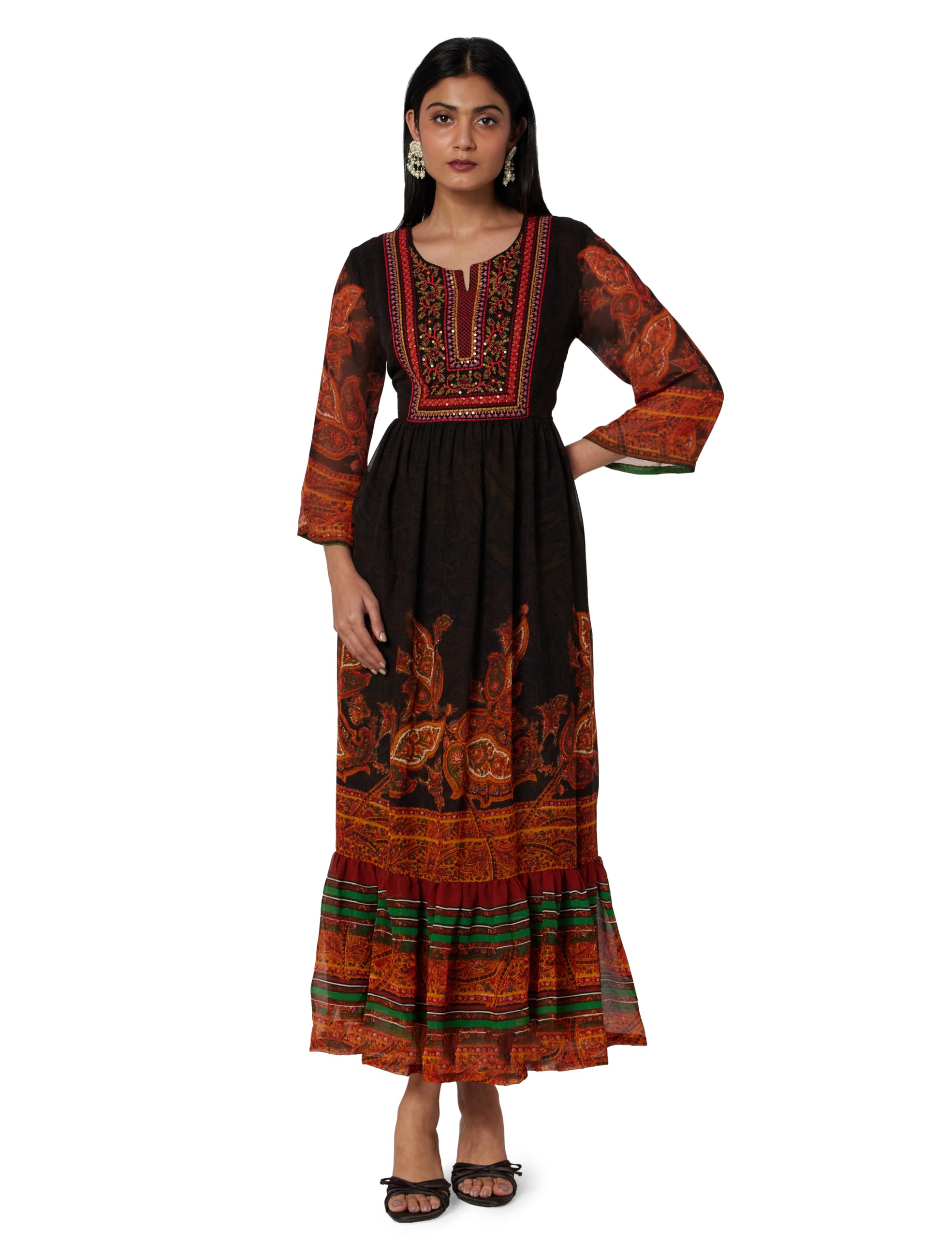 biba Women Georgette Printed Tiered Dress-picture-51
