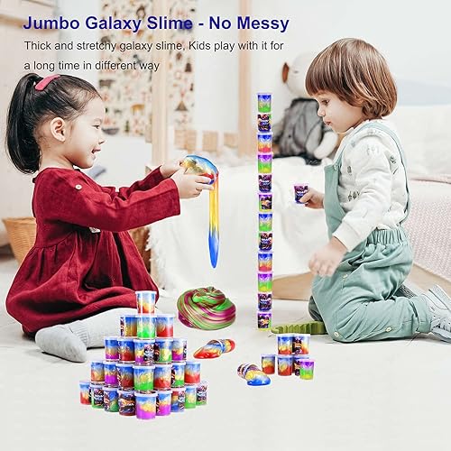 Miniatura 2 de Paquete de 24 unidades de slime de galaxia, recuerdos de fiesta para niños, relleno de bolsas de golosinas, kit de limo bastante suave, elástico y