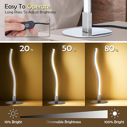 Miniatura 3 de Moderna lámpara LED de mesita de noche, lámpara táctil regulable de 3 vías para mesita de noche, sala de estar, dormitorio o dormitorio, lámpara