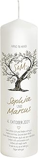 Hochzeitskerze Baum in braun mit Namen und Datum - Brautkerze personalisierbar - Modell Sophia -25 x 8 cm perfekt als Hochzeitsgeschenk zur Hochzeit