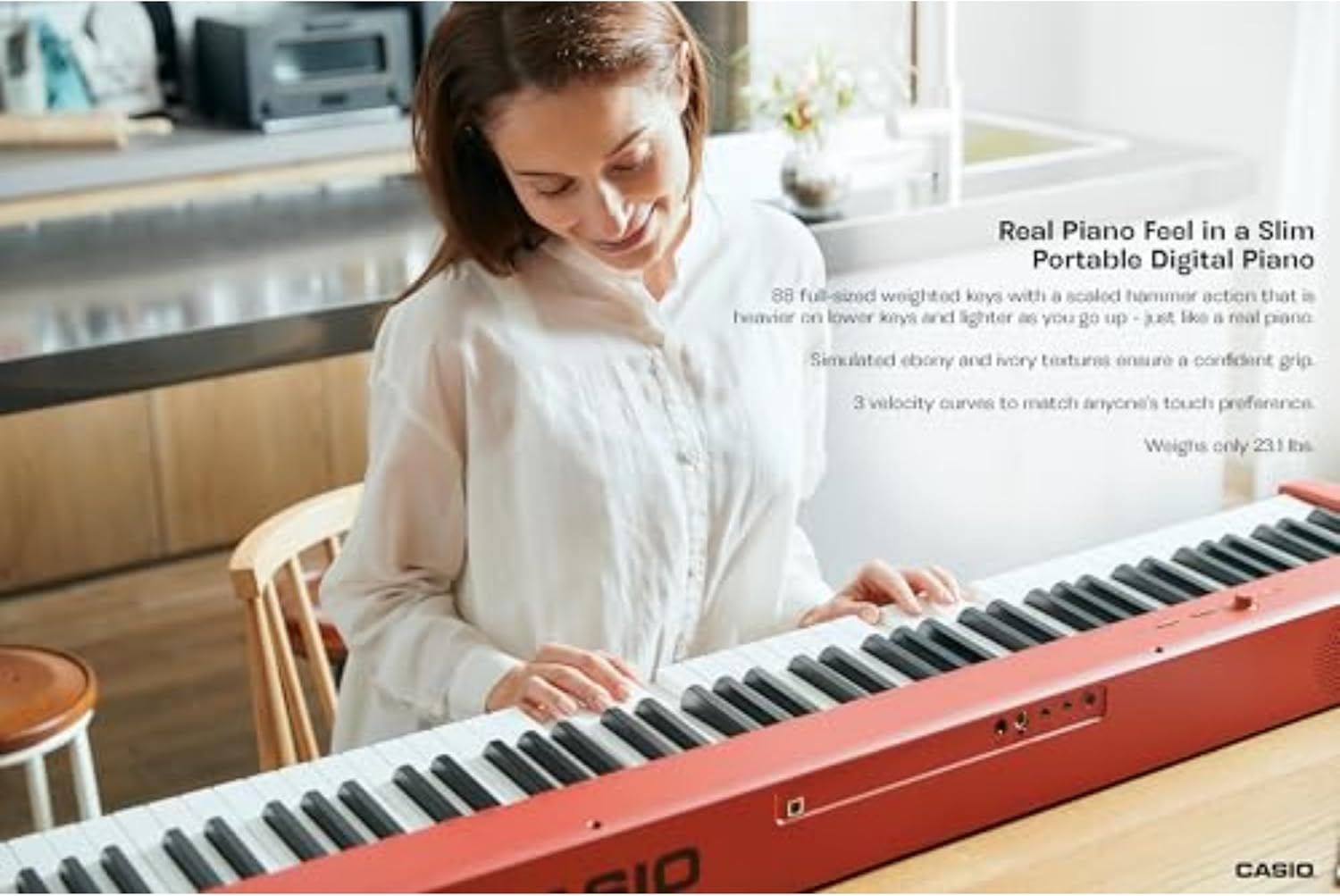 Casio CDP-S160 – 88-Key Weighted Digital Piano with Scaled Hammer Action Keyboard | Duet Mode for Students | Realistic Feel, Slim & Portable | Built-In Tones, Effects, USB-MIDI, Speakers | Red