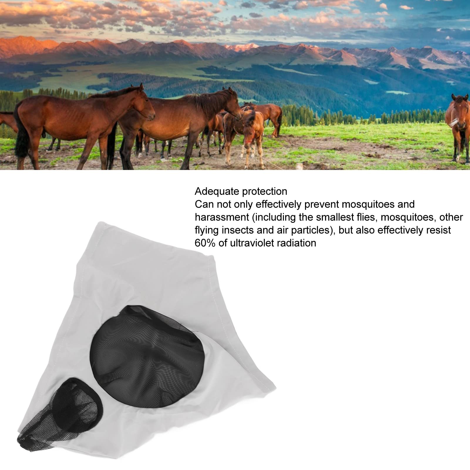 Masque Anti-mouches Cheval Challenger – Maille Blanc/vert – Taille Full