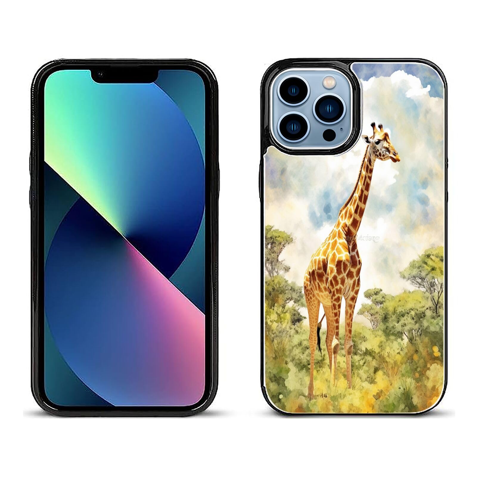DAFEI Stylish Wallet Case for iPhone 15 Pro Max with Giraffe-aa426 Design - Premium Protection and Functionality Sleek Design Kickstand Feature