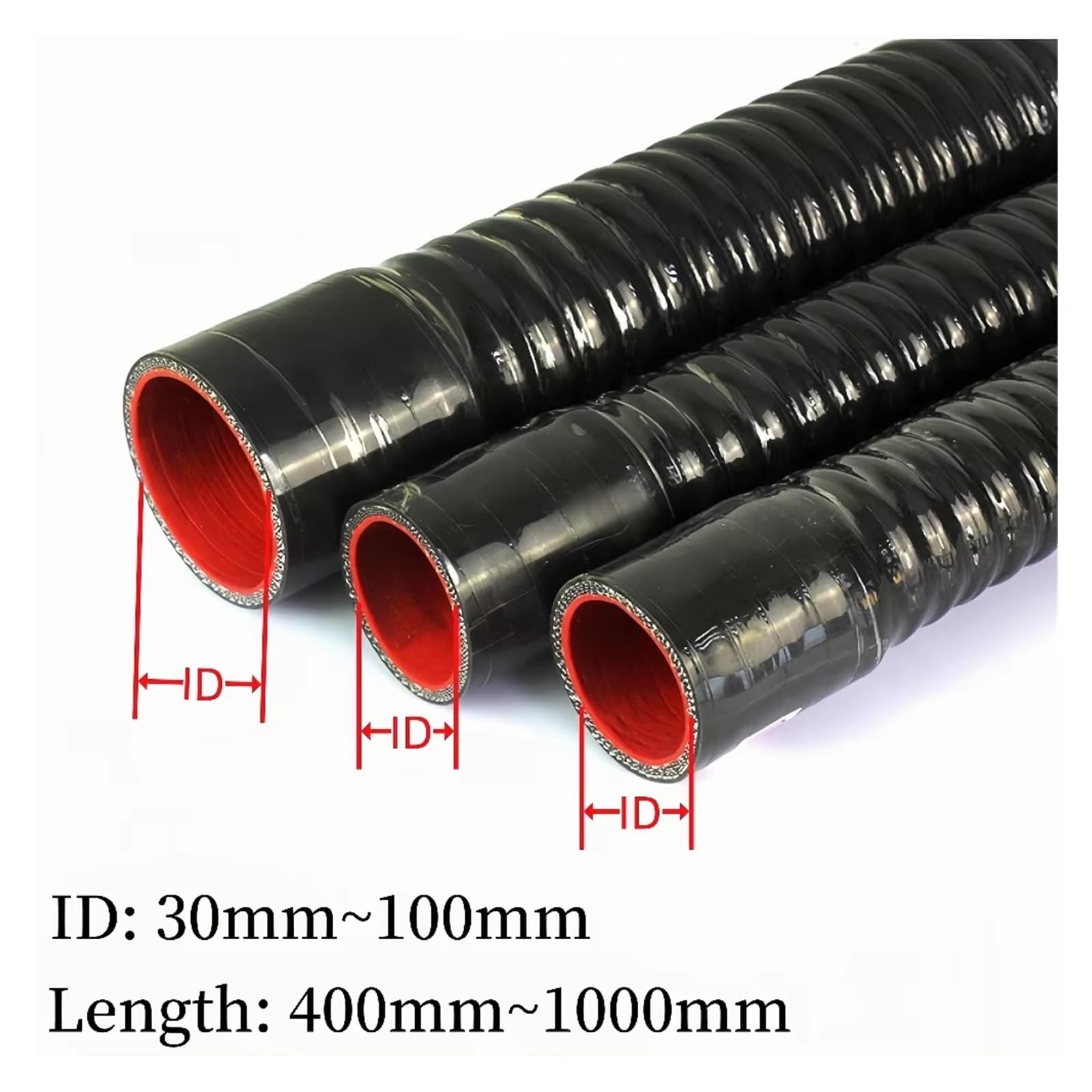 Manguera De Admisión Manguera Flexible Silicona Negra Universal 400 A 1000 Mm Para Intercooler Radiador Agua Tubo Admisión Turbo Para Coche Piezas Automóvil Admisión De Aire(400mm,ID 65mm)