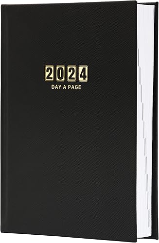 Agenda diaria 2024-2024, agenda diaria de página completa por día, calendario de página a día 2024, enero 2024 a diciembre de 2024, 5.8 x 8.4