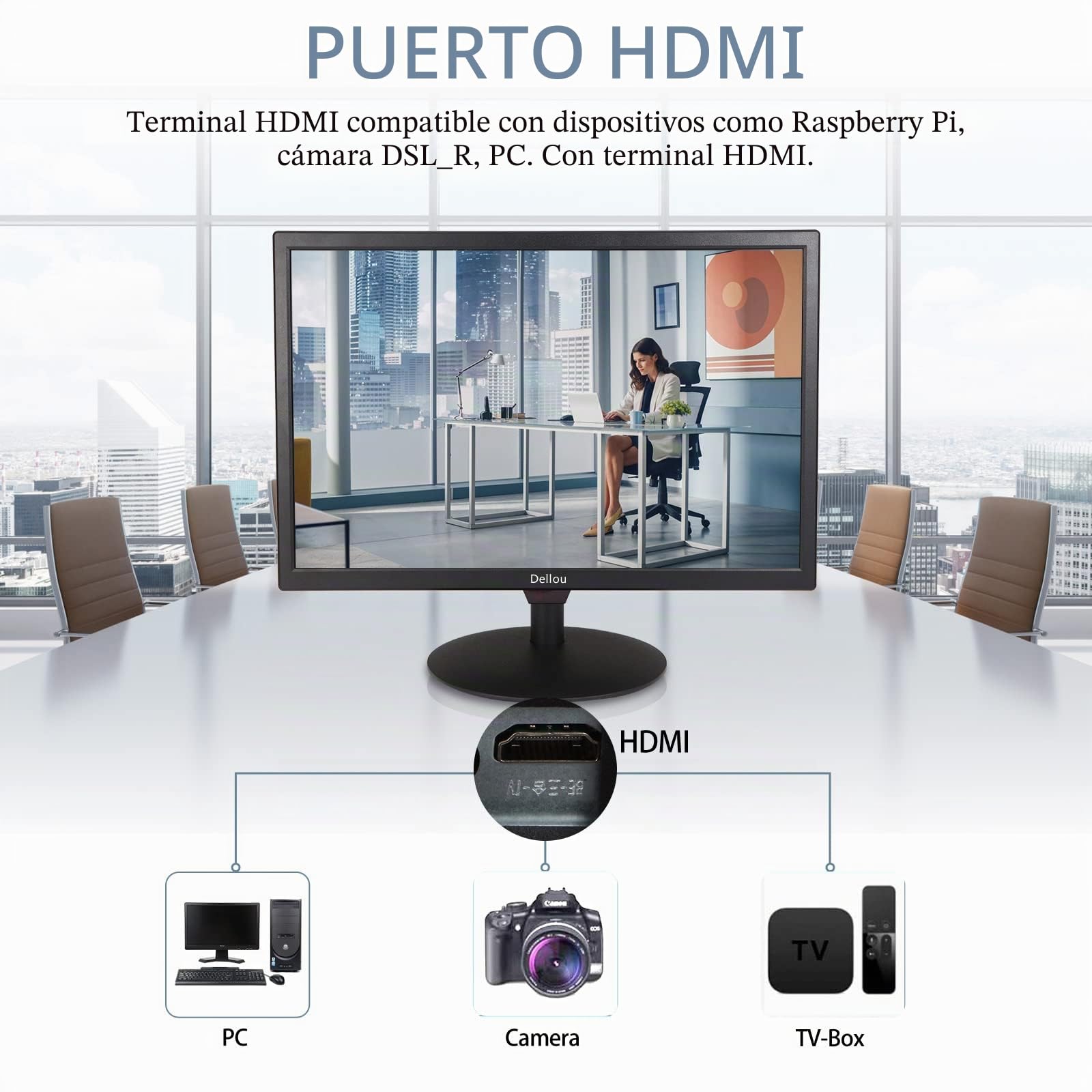 19 pulgadas Pantalla de monitor cámara de seguridad vigilancia Pantalla | CCTV multifunción compatible con BNC, HDMI, VGA, AV, interfaz de entrada USB Monitor computadora LCD resolución de 1440x900