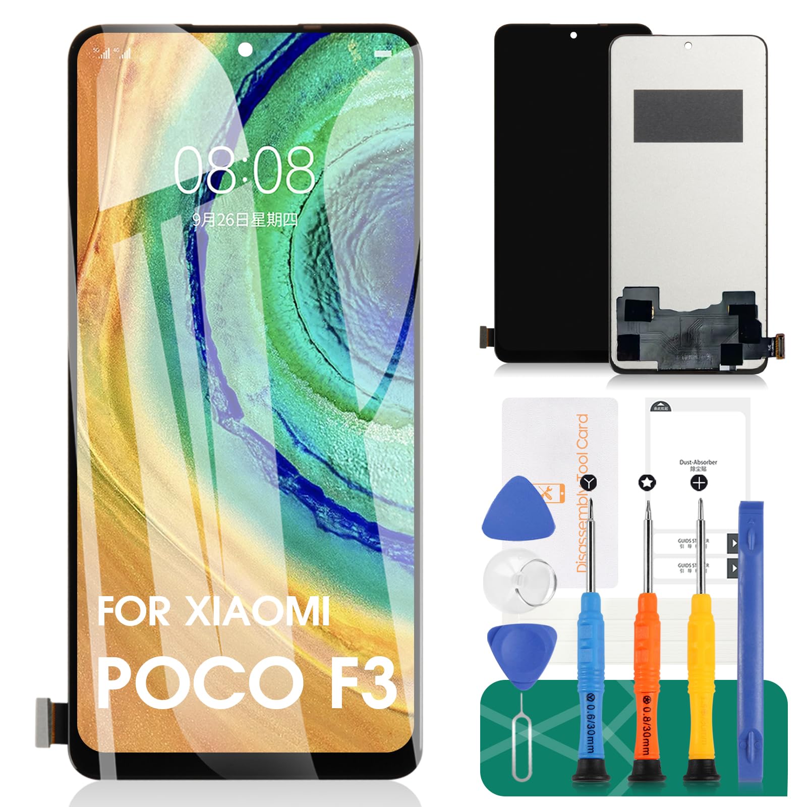 TFT for Xiaomi Poco F3 Screen Replacement for Xiaomi Redmi K40 LCD Screen Replacement for Redmi K40 Pro LCD Touch Screen Digitizer Assembly Repair Kits Black M2012K11AG M2012K11AC M2012K11C