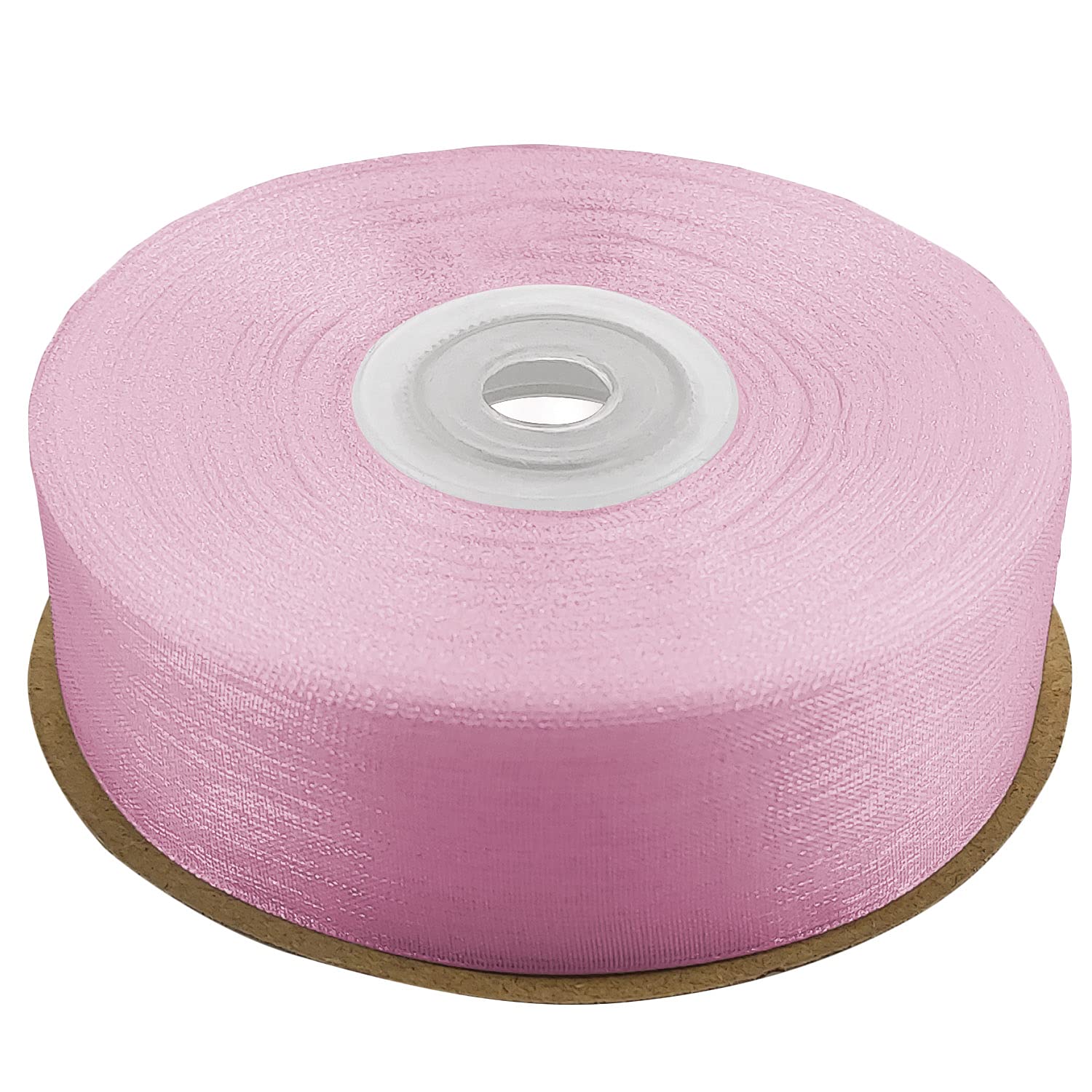 Netuno 1 roll of Satin Organza Ribbon Pale Pink 25 mm x 32 m (0.98 in x 12.6 in) Decorative Fabric Ribbon for Gifts Crafts Weddings Communion Baptism Christmas Birthdays Wrapping Scrapbooking DIY