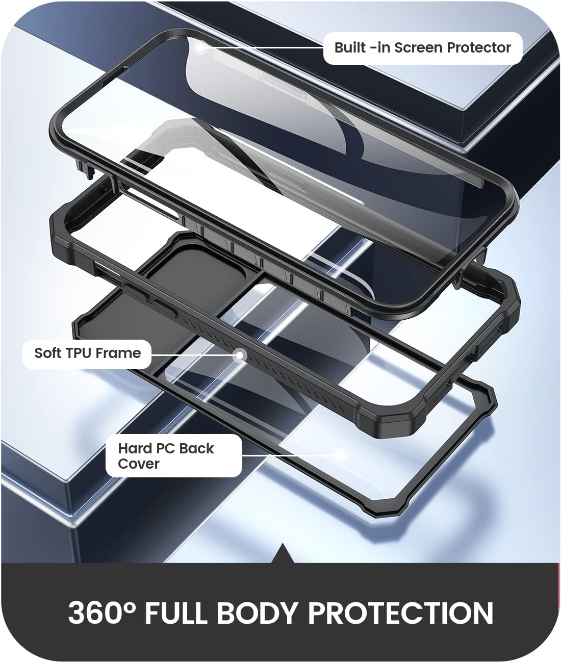 Caka for iPhone 13 Pro Max Phone Case, iPhone 12 Pro Max Case with Slide Camera Cover & Built-in Screen Protector Heavy Duty Shockproof Phone Case Cover for iPhone 13 Pro Max 12 Pro Max 6.7, Black