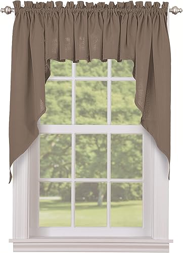 Miniatura 3 de LORRAINE HOME FASHIONS Ribcord Cenefa a medida para cortina de ventana, 54 x 12 pulgadas, gris
