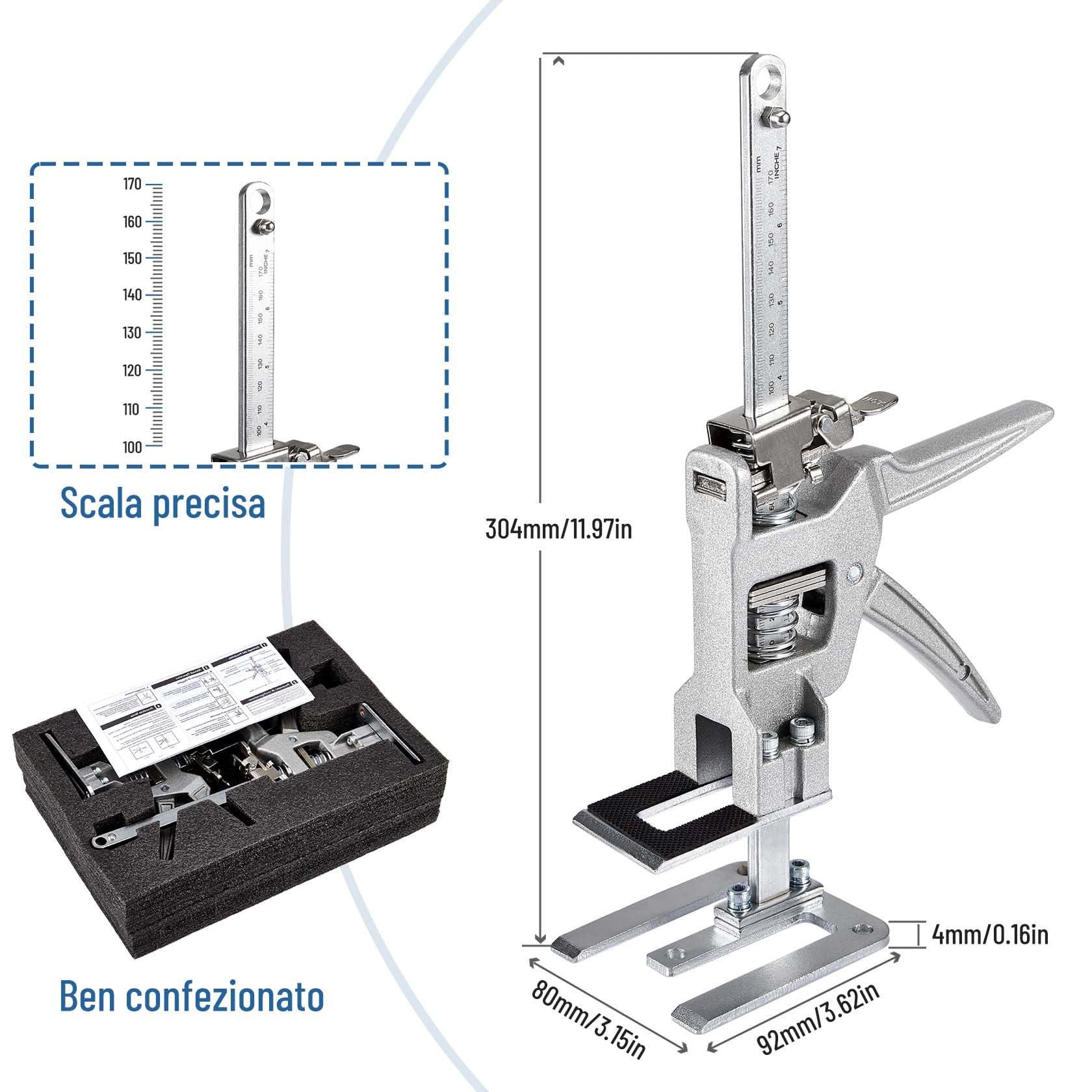 2Pcs Sollevatore Mobili, Alzalastre per Cartongesso con Scala di Precisione, Solleva per Mobili Pesanti, Sollevatore Porte, Sollevatore Piastrelle, Capacità di Carico 400KG