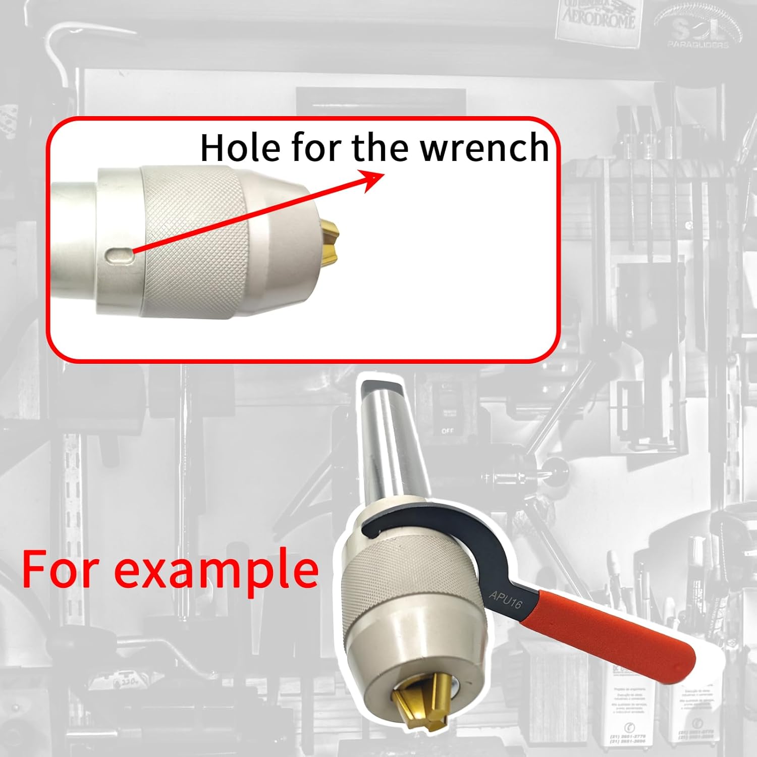 MT4 Keyless Drill Chuck - Special Titanium Coated Integral Chuck, 1/8"-5/8" (3-16mm), APU16 Spanner Wrench, Self-Tightening, Heavy Duty