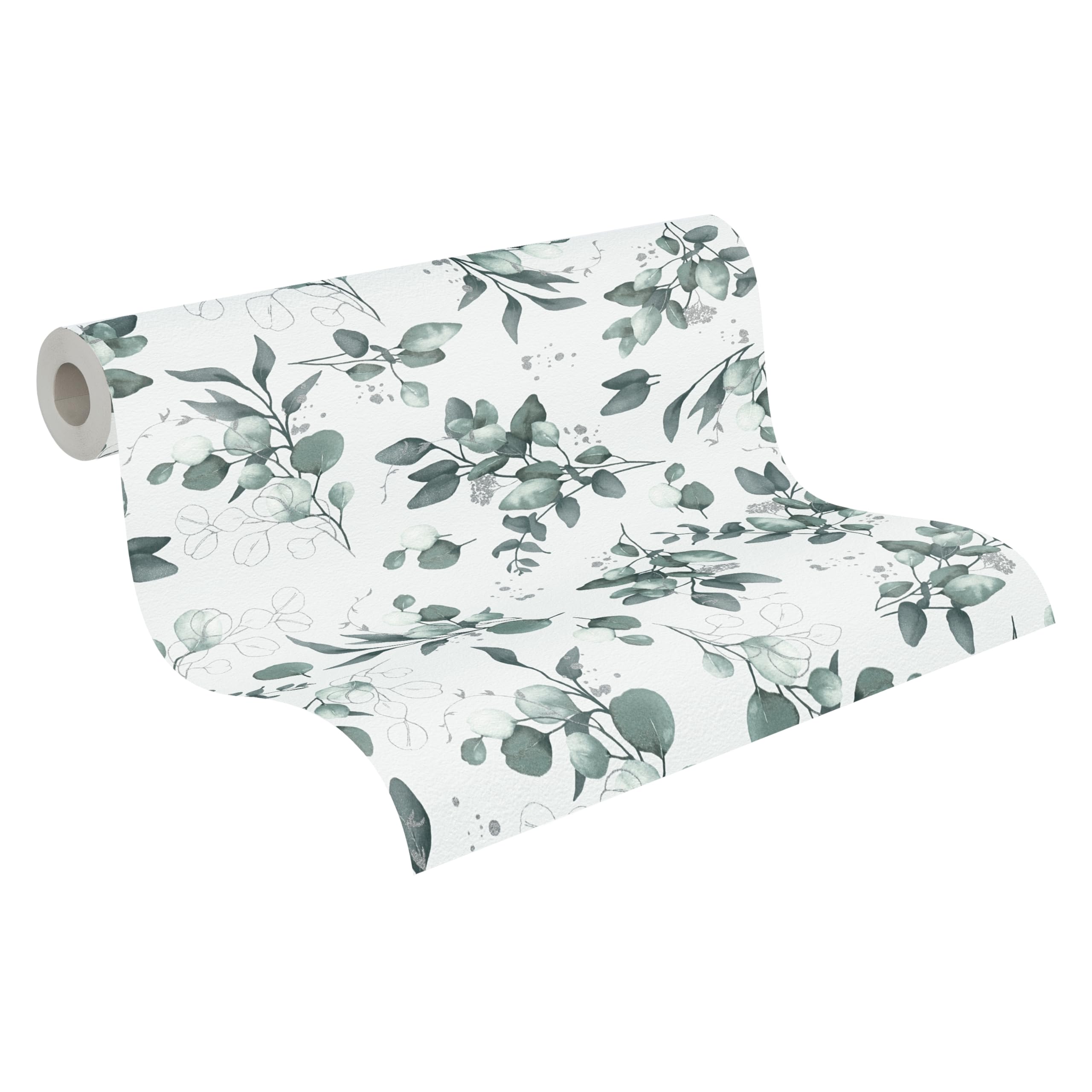 As Creation Bricoflor Non-Woven WallpaperFloral Wallpaper In GreenWhite10,05 X 0,53 M from B&Q