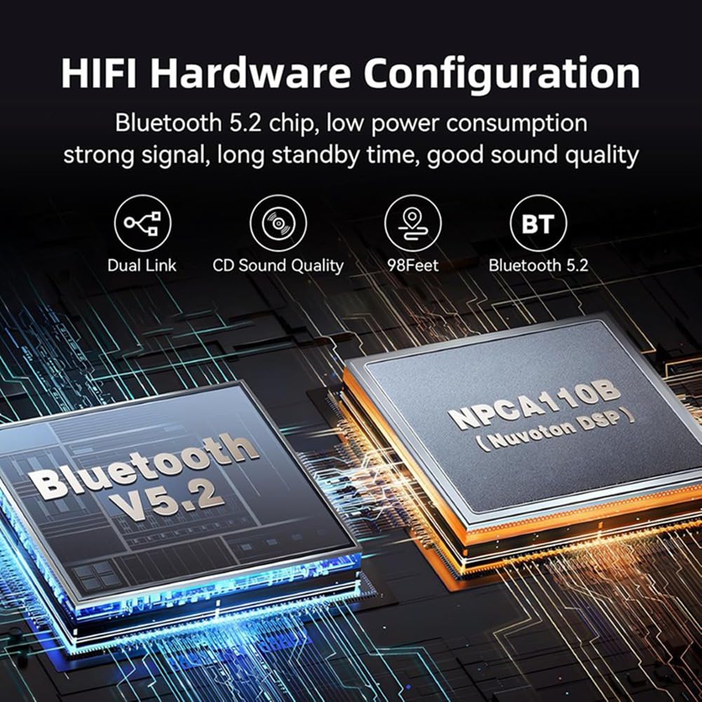 Transmisor y Receptor Bluetooth 5.2 para TV, Equipo de Música, Auriculares Bluetooth, Adaptador Decodificador de Audio Bluetooth HD de Baja Latencia.