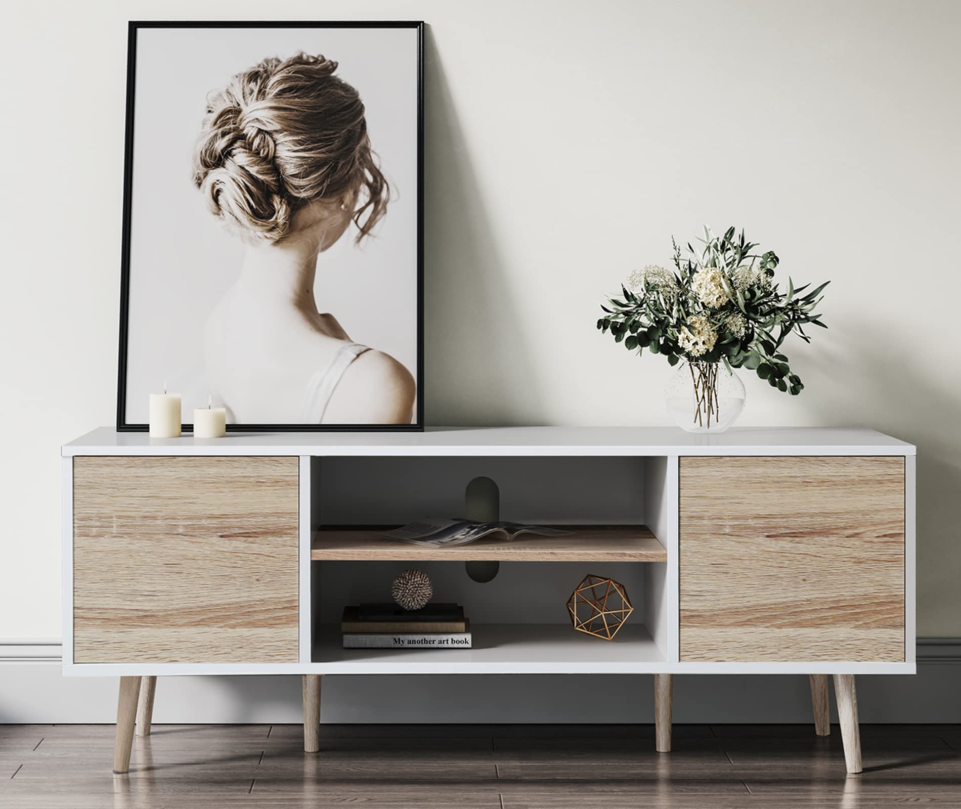 Buy WAMPAT TV Stand Media Entertainment Center for TVs up to 60 Inch