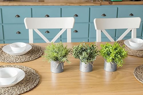 Miniatura 2 de Mkono Mini plantas falsas en maceta, planta artificial en maceta para decoración de oficina, planta de plástico sintético verde falso para estante